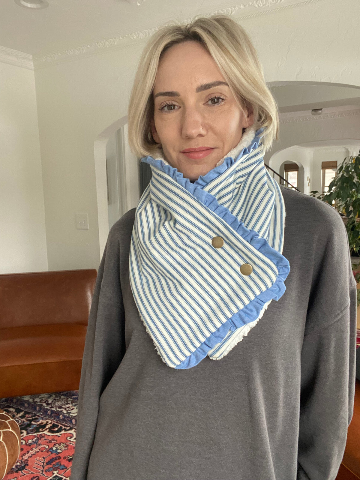 Stay Scarf: Ticking Stripe with Ruffle
