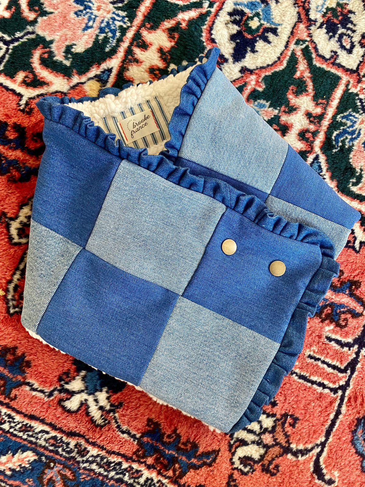 Stay Scarf: Denim Patchwork with Ruffle