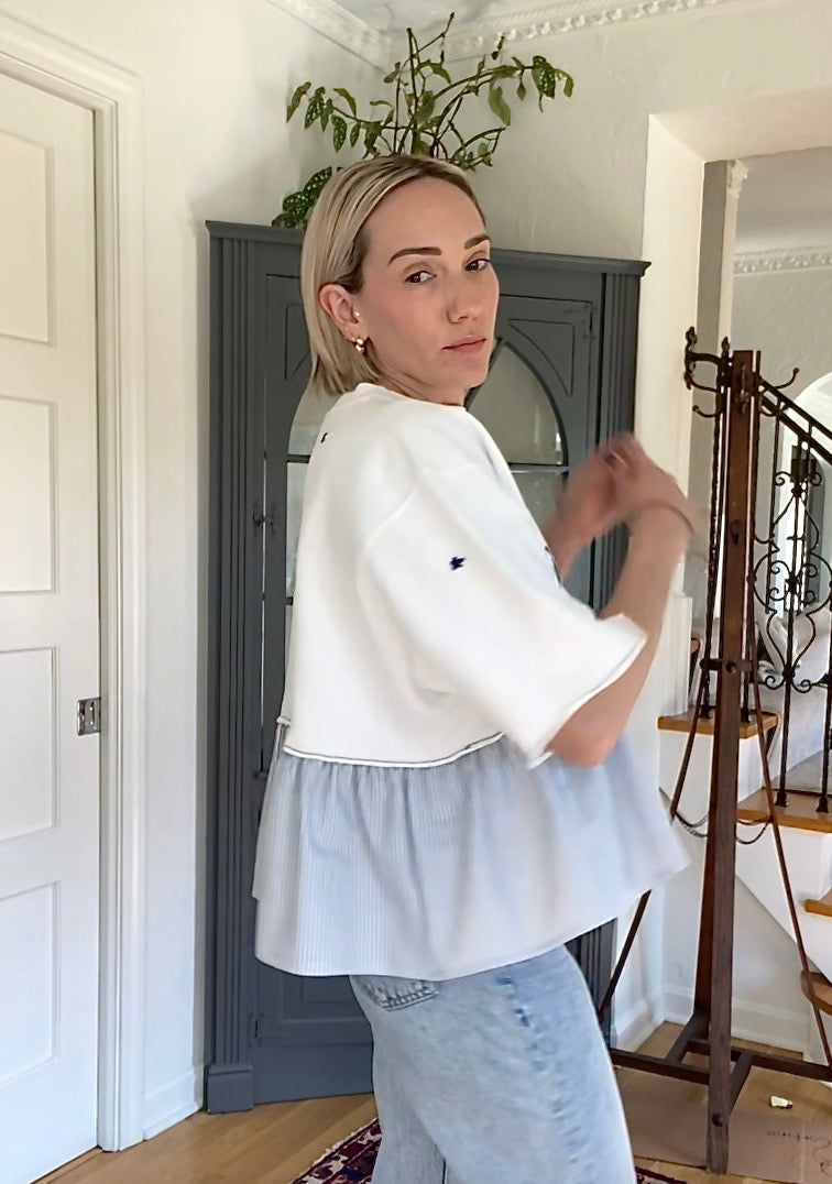Vintage 90s Champion Notre Dame Sweatshirt - Hand-Embroidered Ruffle Hem