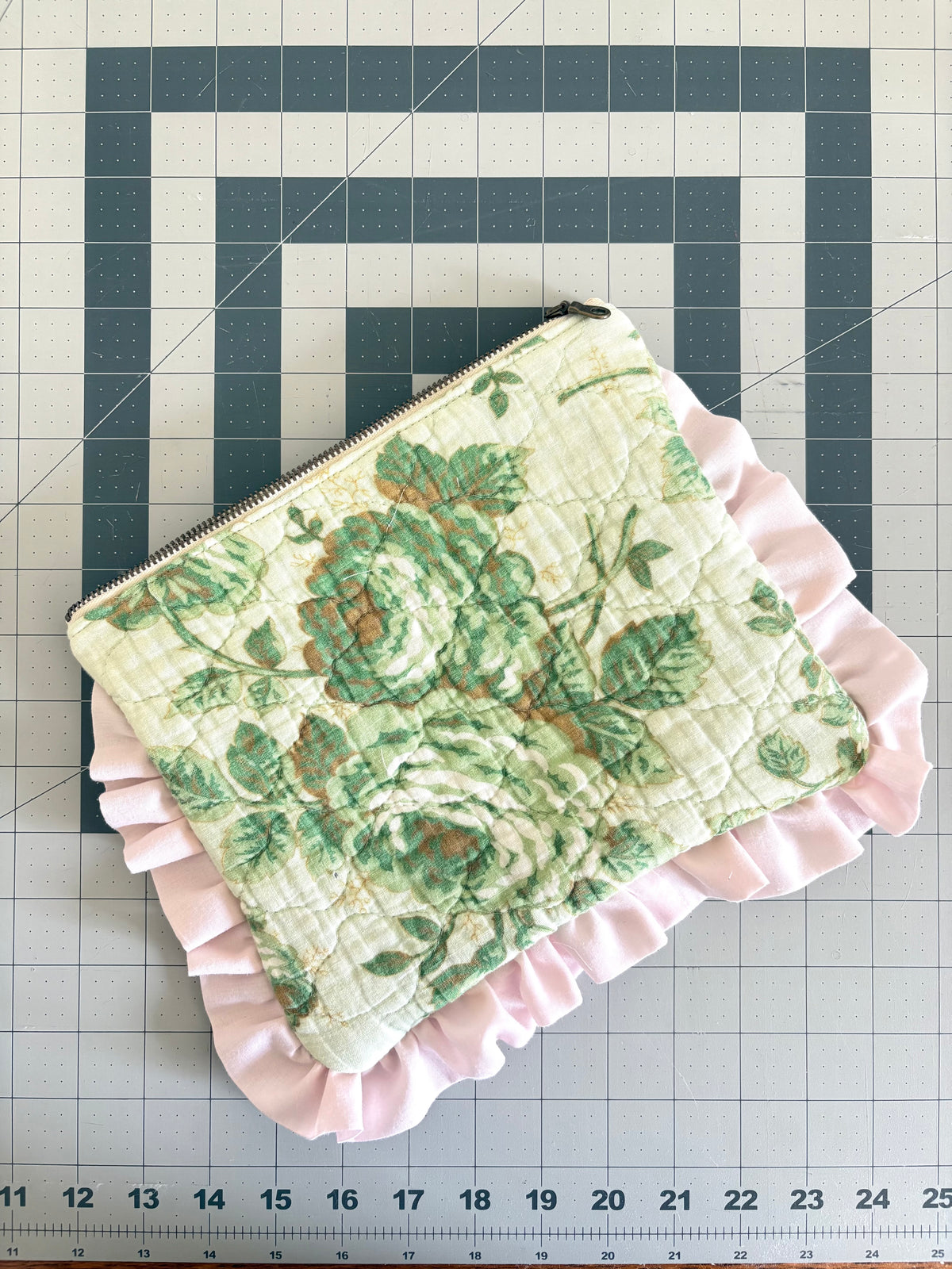 Clutch: Floral with Pink Ruffle