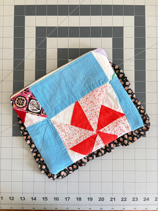 Clutch: Pinwheel with Floral Ruffle