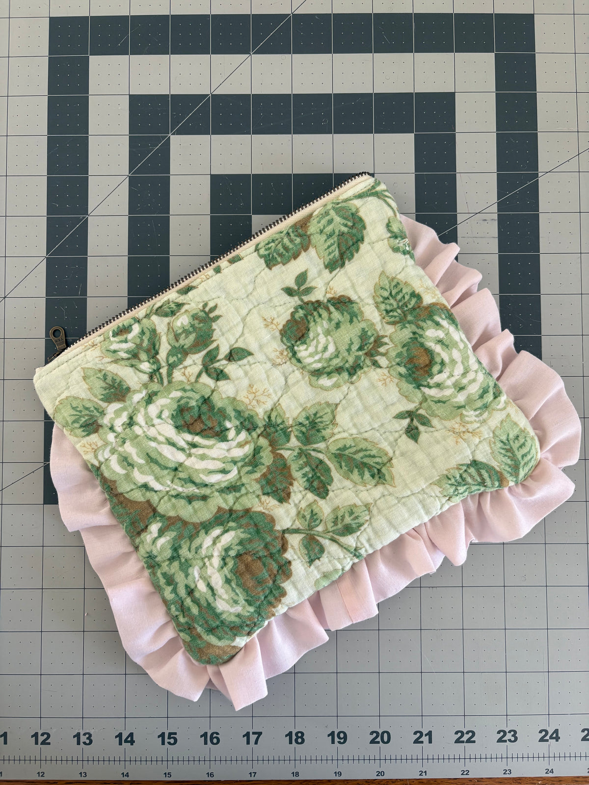 Clutch: Floral with Pink Ruffle