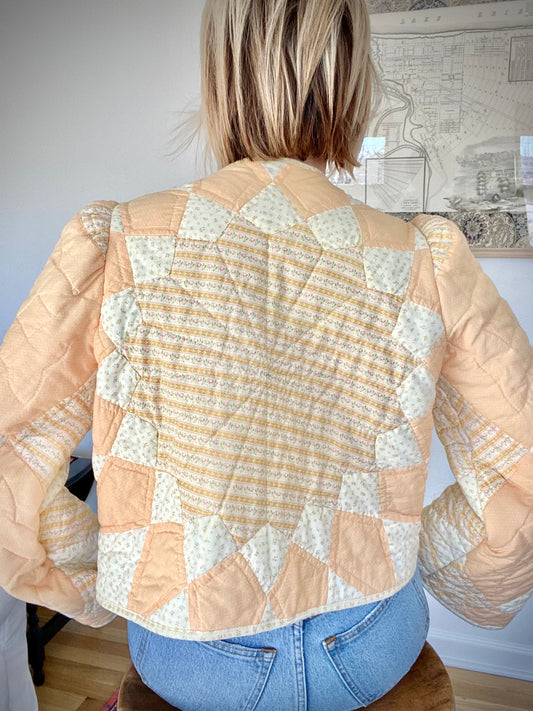 Vintage Quilt Jacket with Puff Sleeves
