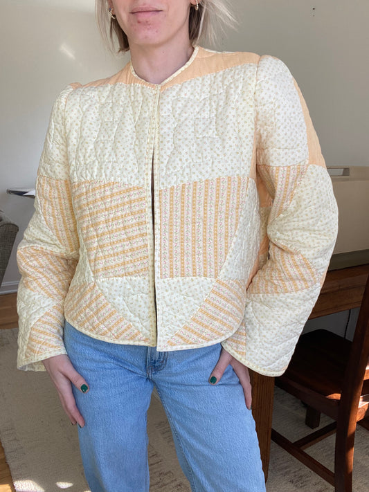 Vintage Quilt Jacket with Puff Sleeves
